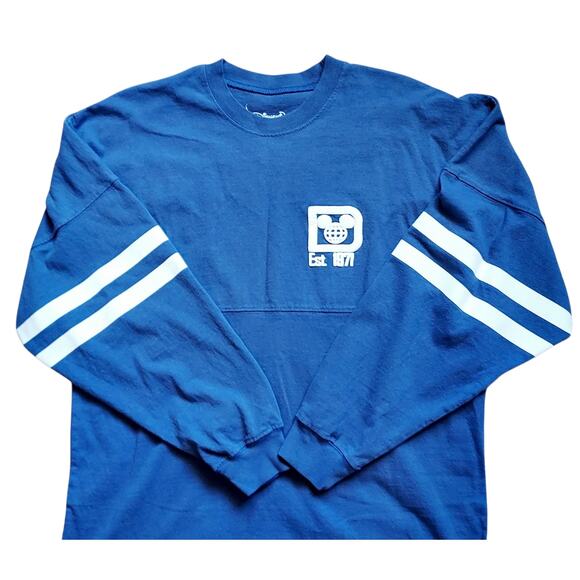 Disney Parks Spirit Jersey Walt Disney World Spell Out Blue Gray Pullover Sz S - Picture 8 of 9